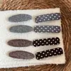 Pinzas para el pelo ovaladas rectangulares lindas de lunares para otoño e invierno, un estilo de nicho y dulce para el flequillo, el cabello lateral y el flequillo