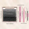 Pestañas postizas DIY transfronterizas, voluminosas con rizado D, 30P, 60P, 80P, 100P, racimos de pestañas con adhesivo termofusible, fábrica mayorista europea y estadounidense