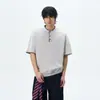 Estilo Relajado para Hombre Verano Manga Corta Tops Casuales de Alta Gama Estilo Old Money Americano Cuello Henry Camiseta de Manga Corta Nicho