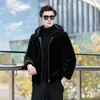 Jaqueta com Capuz Masculina Nova de Inverno Cor Sólida Moda Quente Masculina Espessada Quente Pelo de Vison Roupas Masculinas Casaco Top