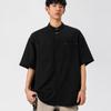 Nueva Marca de Moda Verano Guapo para Niños Camisa Drapeada de Cuello Alto de Manga Corta Suelta Casual Nuevo Estilo Chino Camisa Negra Top