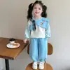Conjunto de Ropa para Niña Moda Primavera y Otoño 2026 Nuevo Estilo Niña Bebé Casual Sudadera de Dibujos Animados para Niños Conjunto de Dos Piezas
