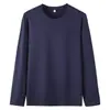 Camiseta de manga larga de color liso de algodón puro de peso pesado para hombre para primavera y otoño, camiseta interior de algodón puro de peso pesado, camiseta de manga larga de corte holgado