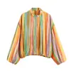 Chaqueta Bomber de Estilo Europeo y Americano Transfronteriza 2026 Nueva Moda Cuello Alto Manga Larga Rayas 7782343