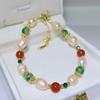 Moda Estilo Coreano Novo Bracelete de Pérola Natural Feminino Pedra Natural Cristal Contas Bracelet Simples Versátil