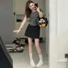 Saia Branca de Bolinhas de Cintura Alta para Mulheres, Novo Estilo de Verão, Saia Midi de Cintura Alta em Linha A que Molda o Quadril, Saia Curta de Corte Justo para Figuras Baixas