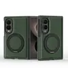 Aplicable para Samsung Galaxy Z Fold 8 Funda de Teléfono de Carga Inalámbrica Magnética Soporte con Hebilla de Anillo para Dedo Rotación 360 grados Funda de Cuero