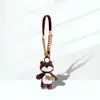 Chaveiro Pingente Decorativo Urso Fofo DIY Feito à Mão com Cordão Marrom para Carro e Celular