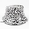 Sombrero de Pescador con Estampado de Leopardo en Cuero PU Estilo Coreano para Mujer, Sombrero de Pescador Estampado de Moda, Sombrero de Sol Casual para Exteriores de Cuero Brillante de Vaca, Unilateral