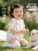 Macacão de verão sem costura para bebê menina, roupa de algodão puro para ar condicionado para sair, macacão estilo princesa para usar ao ar livre