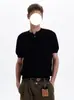 Cuello tipo Henry manga corta retro americano manga corta hombro normal tejido estilo cleanfit top para hombre para ir al trabajo casual camiseta
