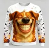 Sudadera Divertida de Perro Golden Retriever, Más Vendida Transfronteriza, para Halloween con Estampado de Calabaza, Murciélago y Fantasma, Cuello Redondo, Jersey