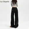 Jeans Wide Leg Preto para Mulheres 2025 Tendência Versátil Novo Cintura Alta Caimento Solto Reto Calças Estilo Primavera e Outono