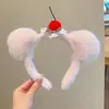Diadema de Felpa con Estampado de Leopardo Rosa y Moño de Gatito para Mujer, Diadema Linda Versátil para Lavarse la Cara, Pasador, Tocado de Corona Alta