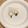 Tienda Vintage Estilo Maillard Anillo de Piedra Natural Ojo de Tigre para Mujer Anillo Dorado de Diseño de Nicho Retro Europeo y Americano