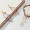 Nuevo Estilo Miu Dulce y Exquisito Moda Cadena Dorada Resina Lazo Artificial Fresa Llavero DIY