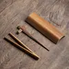 Conjunto de Três Peças de Chá de Bambu Antigo, Prendedor de Chá de Bambu Feito à Mão, Agulha de Chá, Colher de Chá, Conjunto de Apreciação de Chá, Acessórios para Conjunto de Chá Kung Fu de Cerimônia do Chá