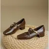 Zapatos Mary Jane Cuadrados de Tacón Grueso Estilo Francés para Mujer, Nuevo Estilo Retro Primavera 2026, Zapatos de Cuero de Tacón Bajo con Correa Única que Combinan Bien con Vestidos