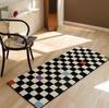 Tapete de Quarto Xadrez Preto e Branco Simples Imitação de Caxemira Cobertor Fresco para Cama em Casa Varanda Janela Saliente Tabuleiro de Xadrez Tapete de Chão Antiderrapante