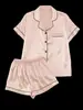 Conjunto de Pijama Curto Europeu e Americano Transfronteiriço com Shorts, Respirável e Fresco, Conjunto de Homewear Duplo Curto Estilo Europeu e Americano Feminino