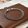 Chegada Nova Pulseira Tecida à Mão em Prata 925 Masculina Tendência Masculina e Feminina Design Vintage de Luxo Leve Senso de Design Joia de Mão de Nicho