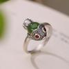 Anillo de plata de ley S925 con diseño de nicho de pez Nian con jaspe hetiano y personalidad para niña