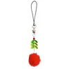 Árbol de Navidad transfronterizo pompón verde hoja de vidrio colgante cordón para teléfono móvil funda de teléfono accesorio de decoración con cuentas