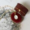 Colar Lolita Vintage Oval Pequeno de Concha Fritillaria Branca Corrente Clavicular Aço Titânio Banhado a Ouro Conservação de Cor Fábrica