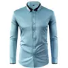 Camisa para Hombre Amazon Botón de Diamante Cuello de Contraste Camisa para Hombre Manga Larga para Hombre Sin Planchar Antiarrugas Camisa Casual de Negocios para Hombre