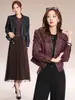 Chaqueta de cuero genuino de marca Haining auténtica para mujer, nueva colección primavera/otoño 2026, piel de oveja, chaqueta corta casual estilo coreano, moderna