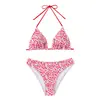 Bikini Triangular Pastoral Transfronterizo Traje de Baño Playa Floral Conjunto de Dos Piezas para Mujer Conjunto Costero