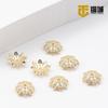 Suporte de flor microincrustado com zircônia envolto em ouro 18K, espaçador de pulseira octogonal banhado a ouro, colar artesanal com retenção de cor, acessórios para tampa de flor