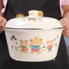 Tazón de sopa con tapa esmaltado palangana esmaltada palangana para lavarse las manos a la antigua palangana para verduras tazón tradicional para manteca olla de sopa nostálgica