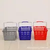 Cesta de Plástico de Fondo Plano Haoter con Asa de Metal Recubierta de Goma, Cesta de Compras Azul para Centros Comerciales con Asa Cómoda