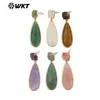 Wt-E759 Pendientes de Piedra Natural Multicolor Forma de Gota Joyería Versátil para Niñas Vestido Suéter