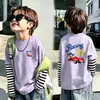 Camiseta de Manga Larga para Niños Primavera y Otoño 2026 Nueva 100% Algodón Infantil Cuello Redondo Elegante Falso Dos Piezas Casual para Niños Mayores