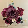 Flor de Rosa Artificial Peonía de Seda Hortensia Ramo de Flores Falsas Vintage Decoración de Fiesta Boda Festival Decoración del Hogar