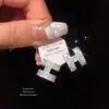 Brincos de Prata Banhados a Ouro Real com Pino de Prata, Letra H Cravejada com Diamantes, Estilo Chanel, Nicho, Elegantes, Simples, Brincos de Alta Qualidade para Mulheres