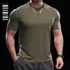 Camiseta Deportiva Casual Versátil de Manga Corta para Hombre para Correr y Entrenamiento Color Sólido Cuello Redondo Estilo Americano