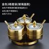 Conjunto Combinado de Potes de Tempero de Aço Inoxidável 304 Estilo Coreano Comercial Caixa de Tempero Dourada Pote de Tempero Pote para Pimenta Óleo Sal