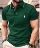 2026 Nueva Moda Camisa de Botones Transfronteriza Moda Masculina Europea y Americana Corte Ajustado Camiseta Polo de Bloques de Color para Hombre