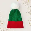Chapéu de Tricô Europeu e Americano Popular na Temporada de Natal com Pom-Pom Quente, Logo Personalizável, Chapéu de Natal Quente à Prova de Vento para Outono e Inverno
