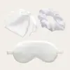 Set de Tres Piezas: Antifaz de Seda, Bolsa de Tela, Goma para el Cabello, Set de Antifaz Portátil para Viaje, Estilo Moderno