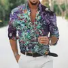 Europa y Estados Unidos transfronterizos el más vendido para hombre Primavera y Otoño Nueva tendencia de camisa estampado digital manga larga cuello alto una generación de pelo