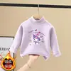 Camiseta de Manga Larga de Forro Polar con Estilo de Moda para Niñas Bebés de Otoño e Invierno, Camiseta Base de Manga Larga para Niños Medianos y Mayores con Cuello Semi-Alto