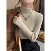 Camiseta Térmica de Punto para Mujer 2026 Nuevo Otoño/Invierno Ropa Interior de Cuello Alto Ajustado Suéter Cuello de Tortuga Color Mallard Prenda Superior