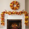 Guirnalda Simulada de Hojas de Arce Otoñales Decoración de Acción de Gracias Halloween para Escaleras, Chimenea, Mesa de Comedor, Colgante de Puerta, Enredadera de Flores Artificiales Venta al por Mayor