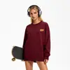 Sudadera de Algodón Pesado para Parejas, Corte Holgado, Cuello Redondo, Sin Capucha, Pulóver, Versátil, Cálida, Prenda Superior Estampada para Otoño e Invierno