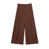 Exportação Transfronteiriça Verão 2025 Novo Estilo Europeu e Americano Moda Elegante Colete de Botão Duplo + Calça Plissada de Cintura Alta Wide Leg Emagrecedora Conjunto