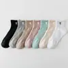 Calcetines de Verano Finos Creativos Estilo Coreano con Lazo para Mujer Moda Ins Malla Transpirable Deportivos de Media Pantorrilla Versátiles